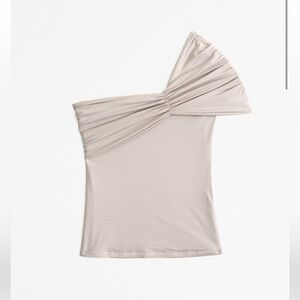 Abercrombie & Fitch One-Shoulder Cotton-Modal Ruched Top